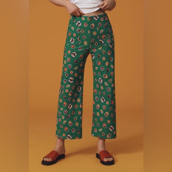 Anthropologie: The Colette Ruffled Cropped Wide-Leg Pants by Maeve. - Picture 3 of 4